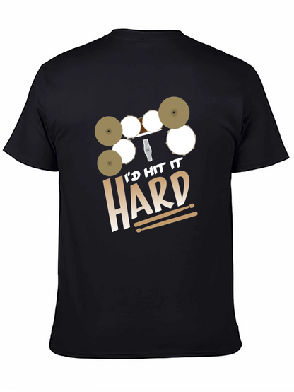Camiseta Negra Id Hit It Hard para Bateristas