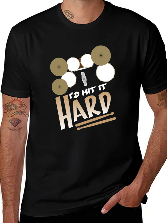 Camiseta Negra Id Hit It Hard para Bateristas
