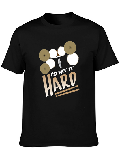 Camiseta Negra Id Hit It Hard para Bateristas