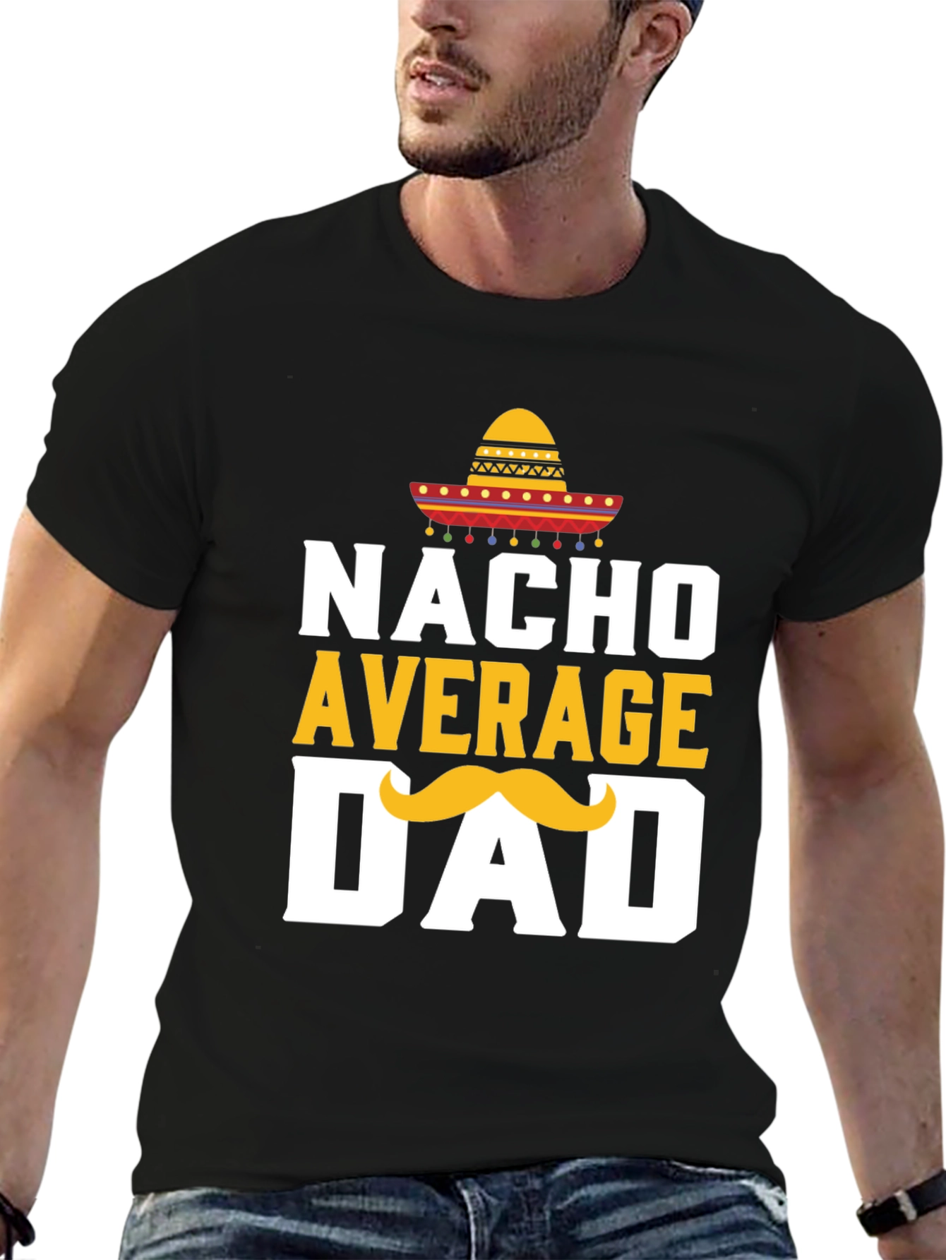 Camiseta Negra: Nacho Promedio Papá con Sombrero