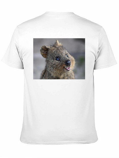 Camiseta Negra con Diseño de Quokka Sonriente
