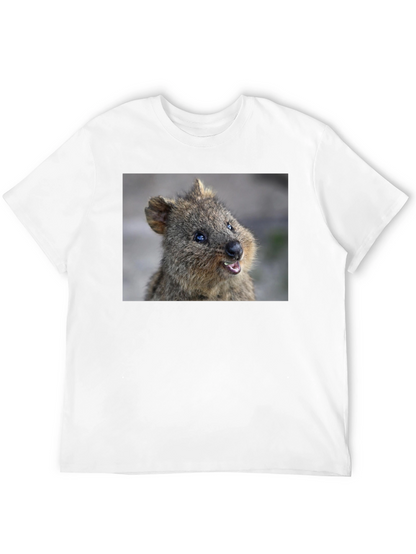 Camiseta Negra con Diseño de Quokka Sonriente