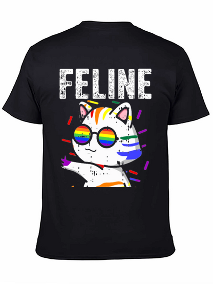 Camiseta Negra con Diseño de Gato FELINE