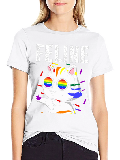 Camiseta Negra con Diseño de Gato FELINE