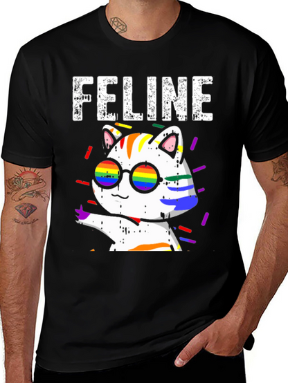 Camiseta Negra con Diseño de Gato FELINE