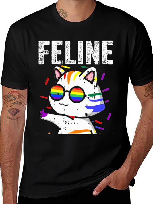 Camiseta Negra con Diseño de Gato FELINE