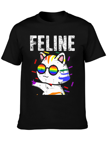 Camiseta Negra con Diseño de Gato FELINE