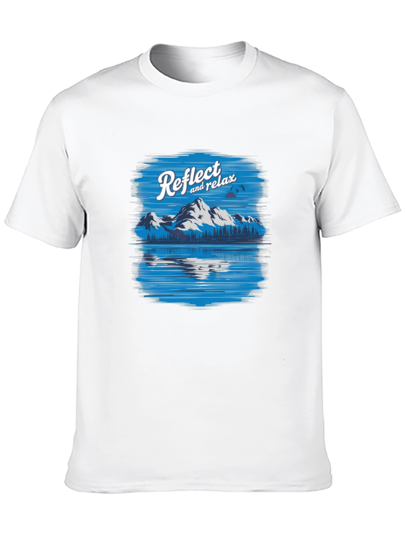 Camiseta Negra Relax con Diseño de Montaña y Lago
