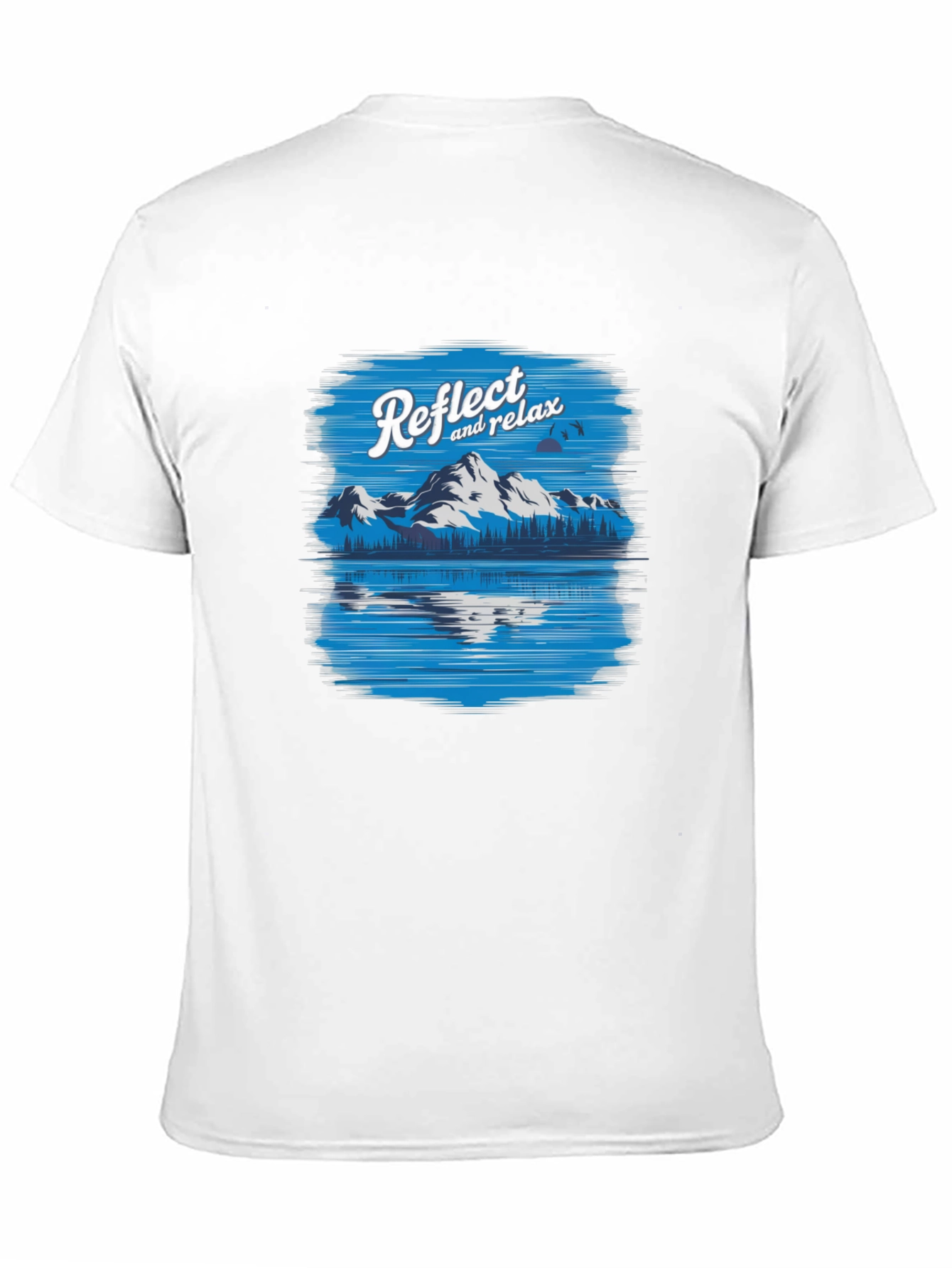 Camiseta Negra Relax con Diseño de Montaña y Lago
