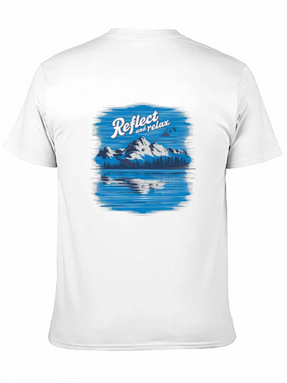 Camiseta Negra Relax con Diseño de Montaña y Lago