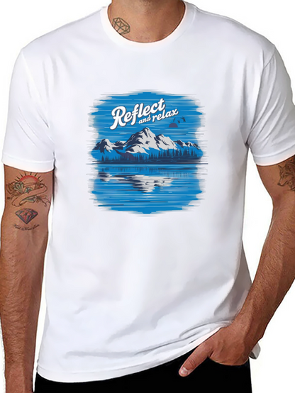 Camiseta Negra Relax con Diseño de Montaña y Lago