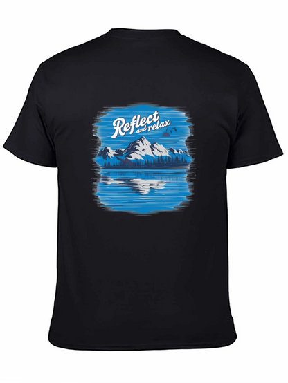 Camiseta Negra Relax con Diseño de Montaña y Lago