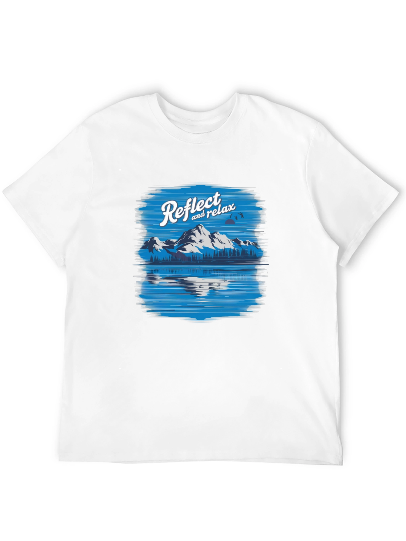 Camiseta Negra Relax con Diseño de Montaña y Lago