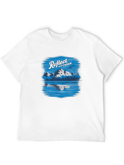 Camiseta Negra Relax con Diseño de Montaña y Lago