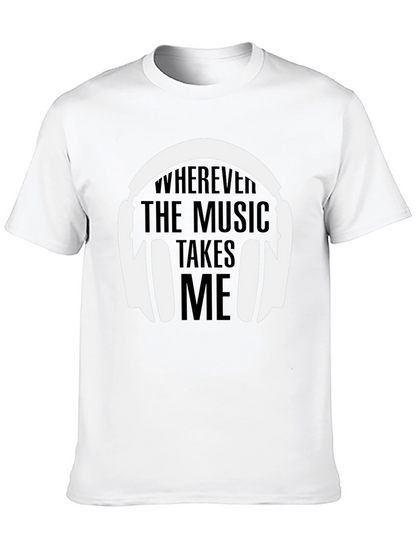 Camiseta Negra La Música Me Lleva para Hombre