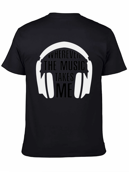 Camiseta Negra La Música Me Lleva para Hombre