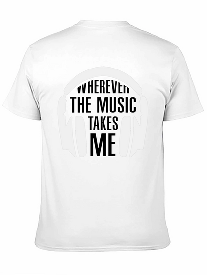 Camiseta Negra La Música Me Lleva para Hombre