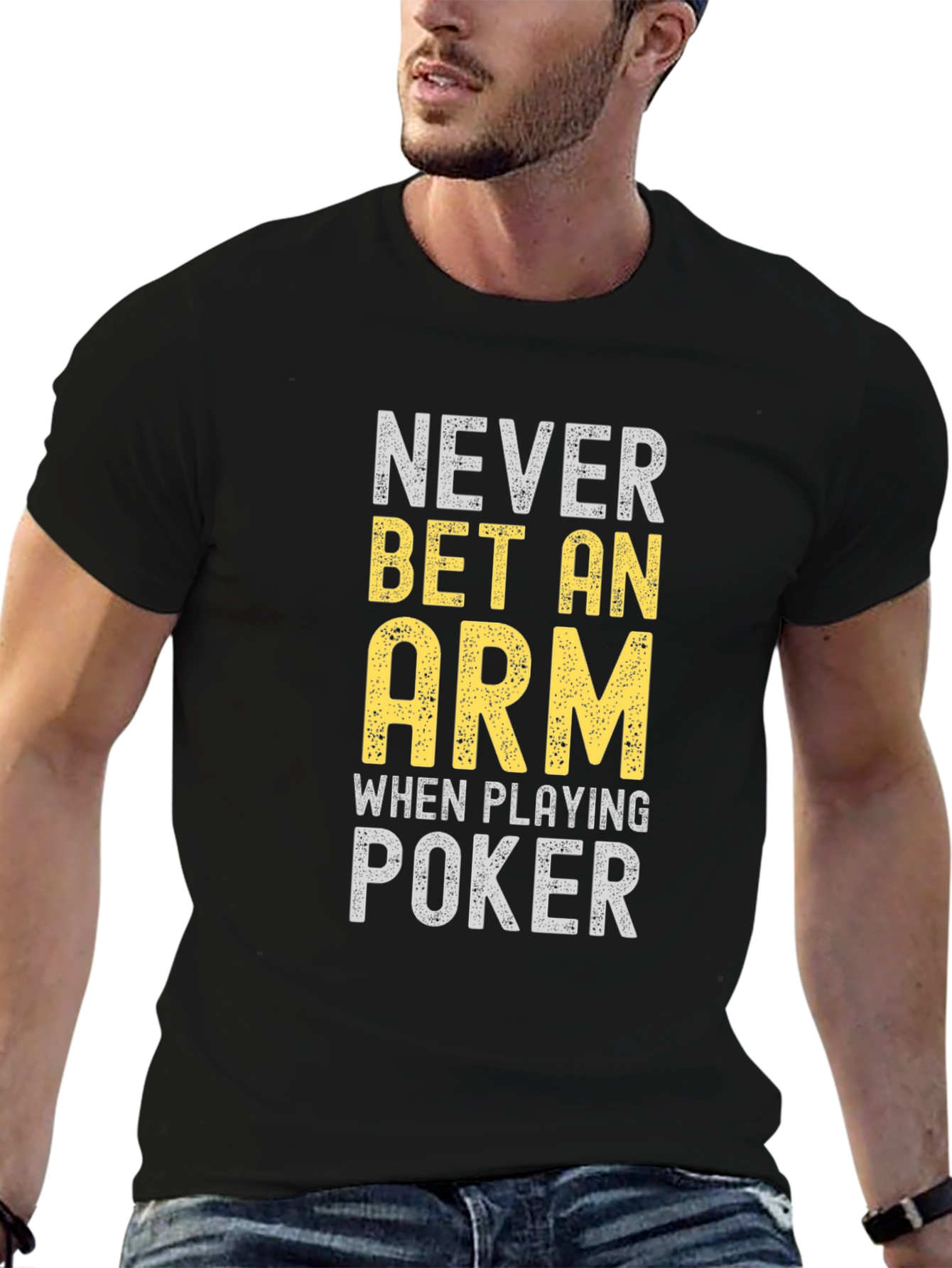 Camiseta Negra Poker: Never Bet An Arm