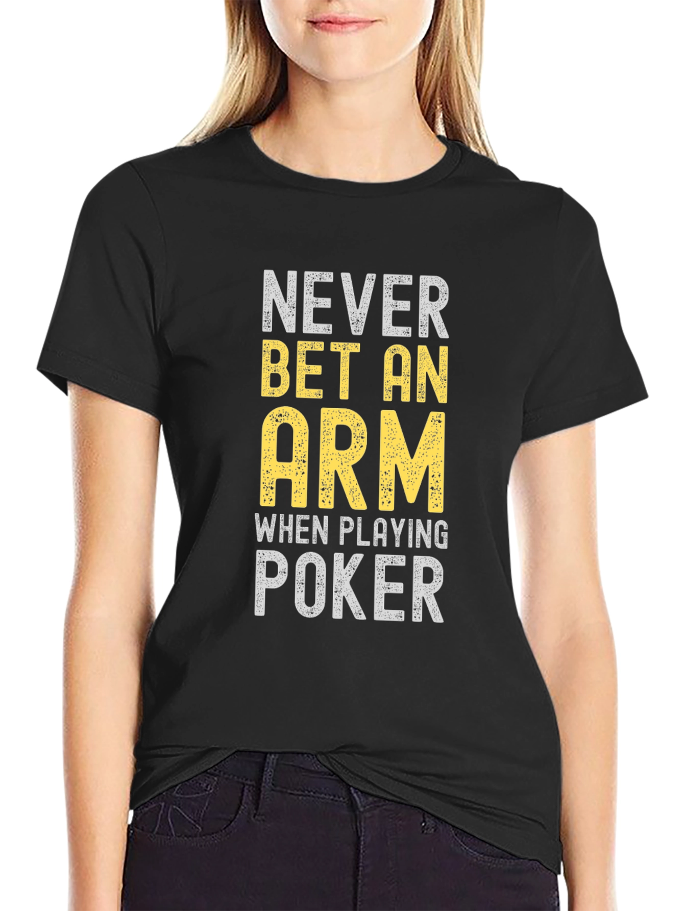 Camiseta Negra Poker: Never Bet An Arm