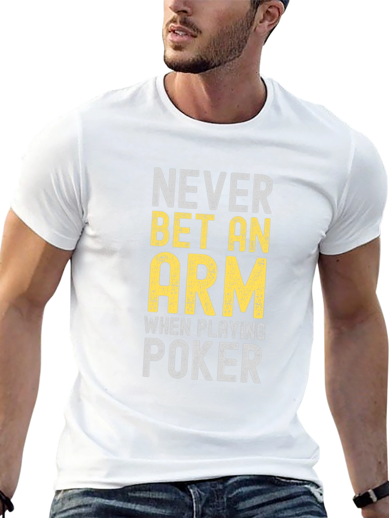Camiseta Negra Poker: Never Bet An Arm