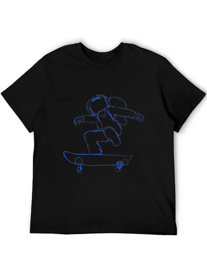 Camiseta Negra con Diseño de Astronauta Skateboarding