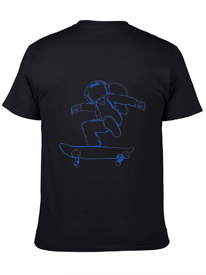 Camiseta Negra con Diseño de Astronauta Skateboarding