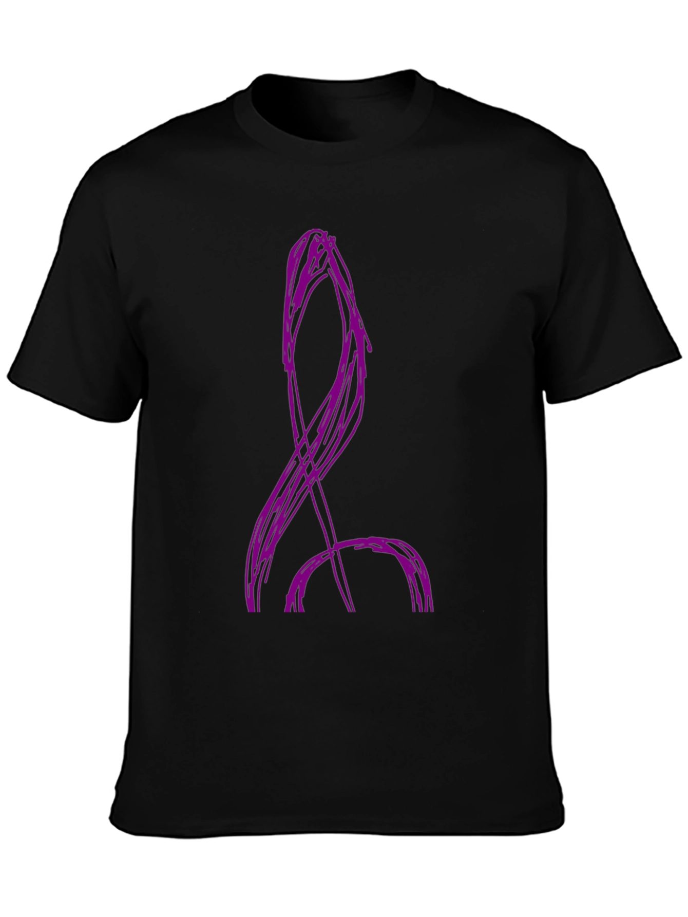 Camiseta Negra con Diseño Abstracto Púrpura