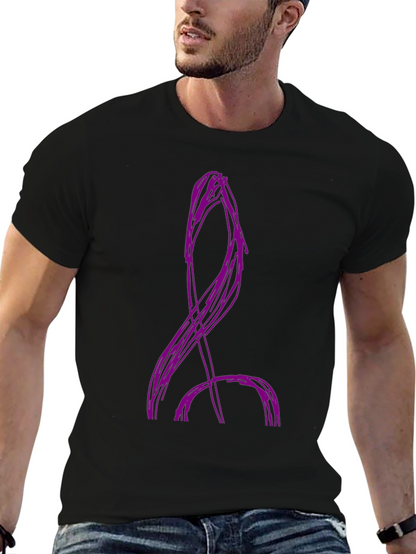 Camiseta Negra con Diseño Abstracto Púrpura