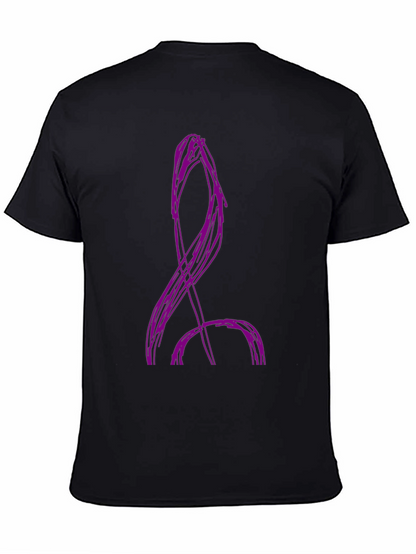 Camiseta Negra con Diseño Abstracto Púrpura