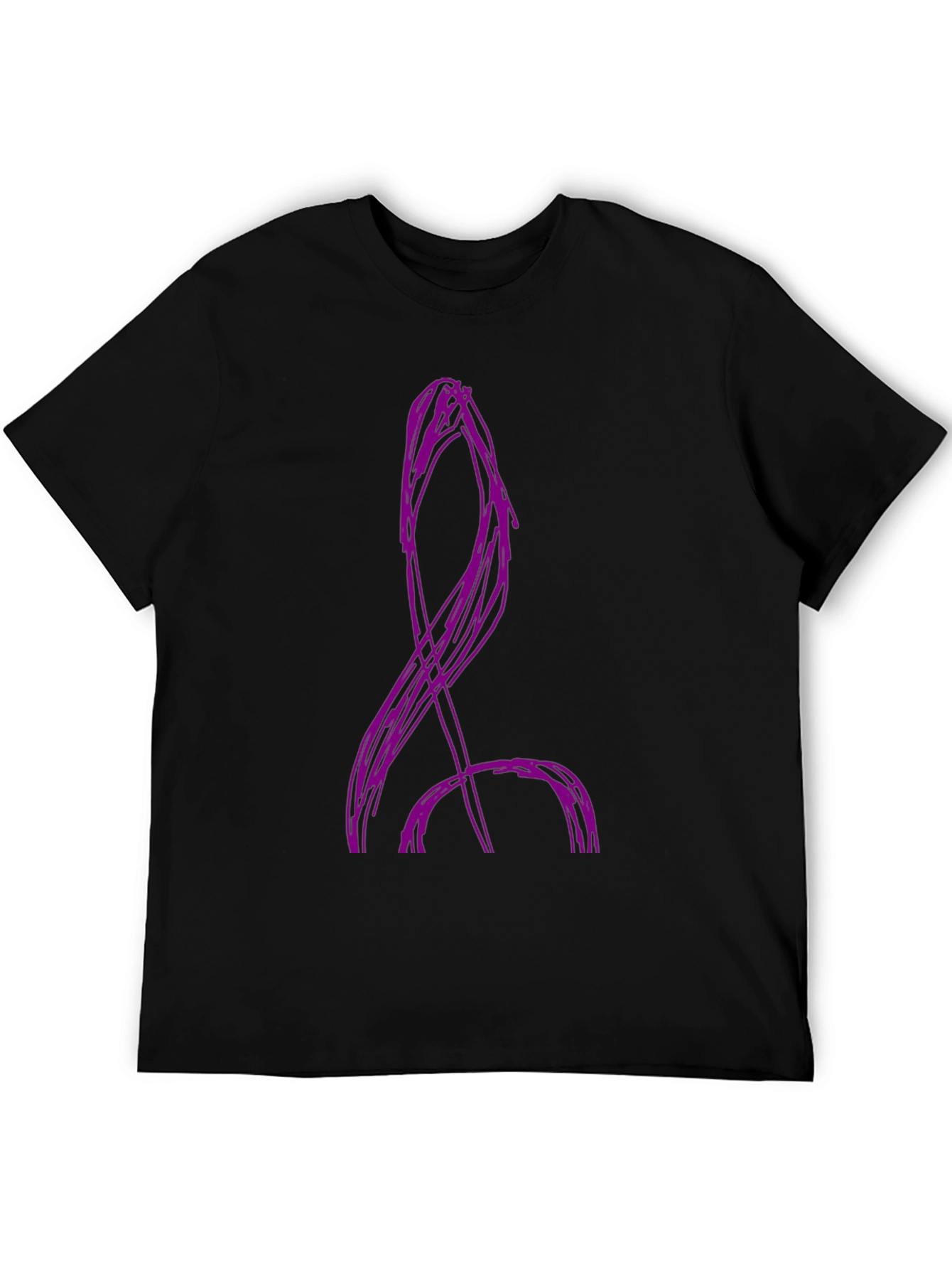 Camiseta Negra con Diseño Abstracto Púrpura