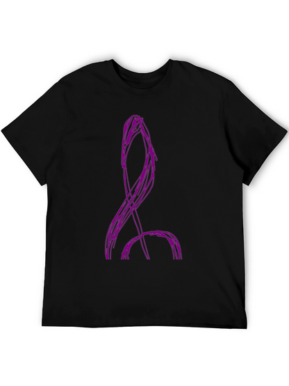Camiseta Negra con Diseño Abstracto Púrpura
