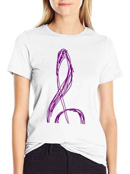 Camiseta Negra con Diseño Abstracto Púrpura