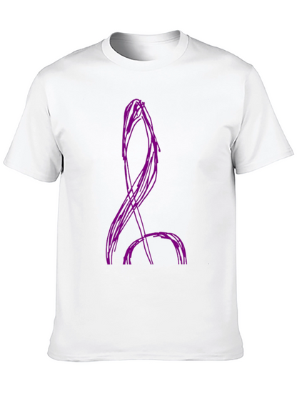 Camiseta Negra con Diseño Abstracto Púrpura