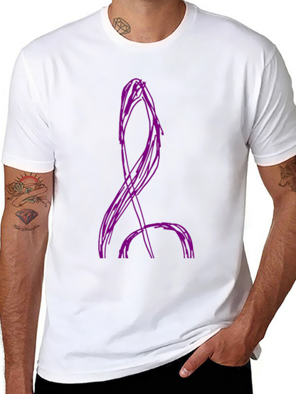 Camiseta Negra con Diseño Abstracto Púrpura