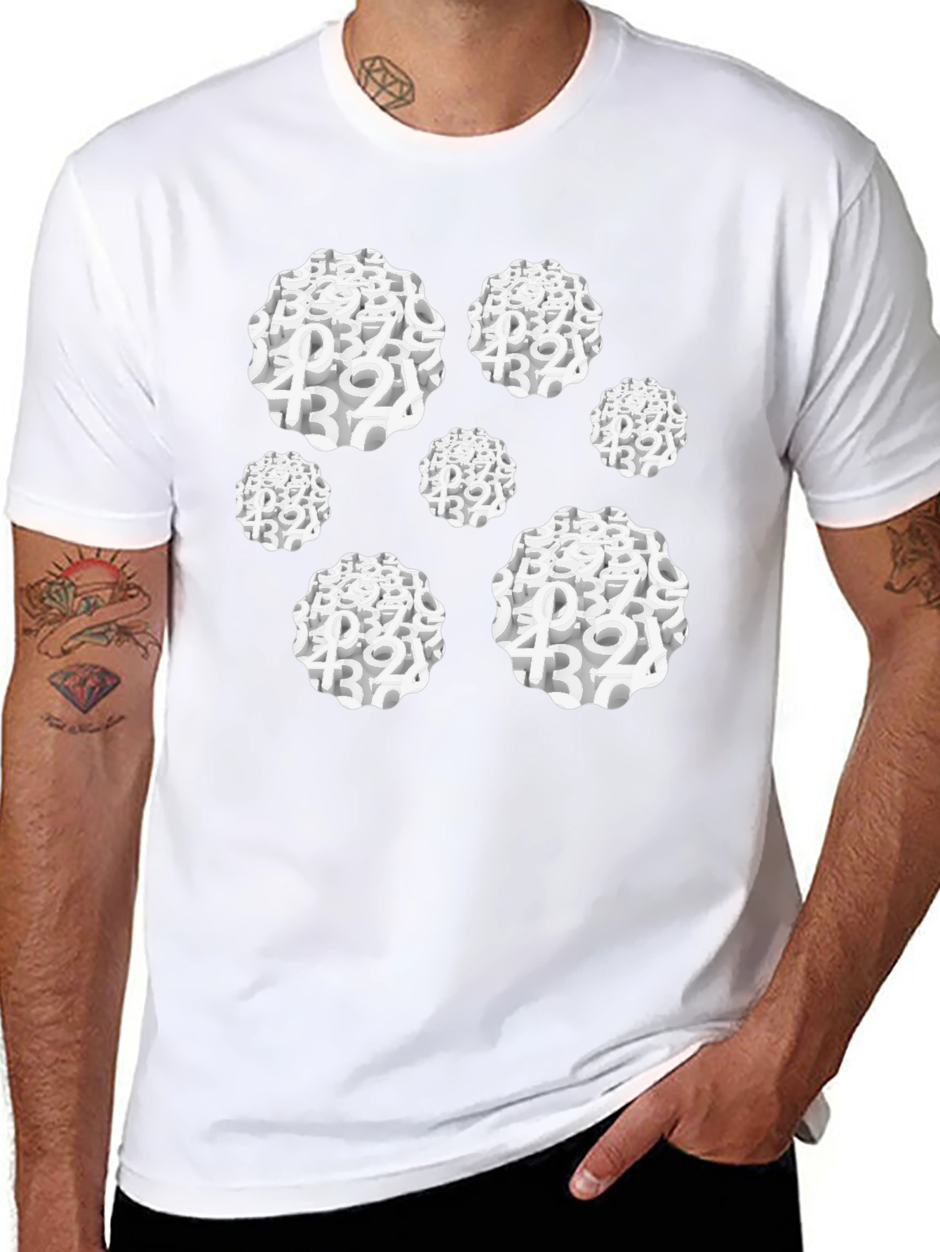 Camiseta Negra Hombre Diseño Abstracto Números