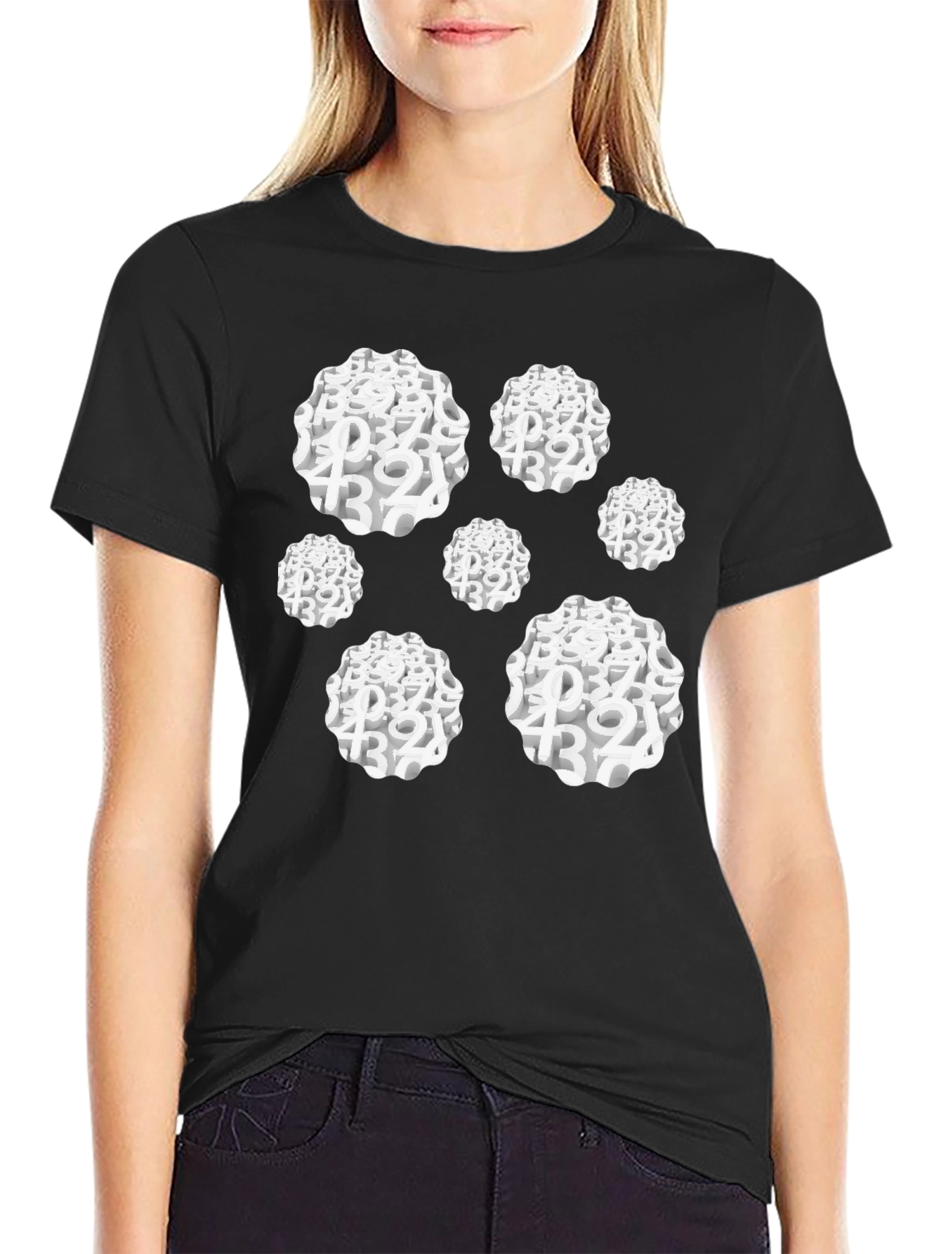 Camiseta Negra Hombre Diseño Abstracto Números