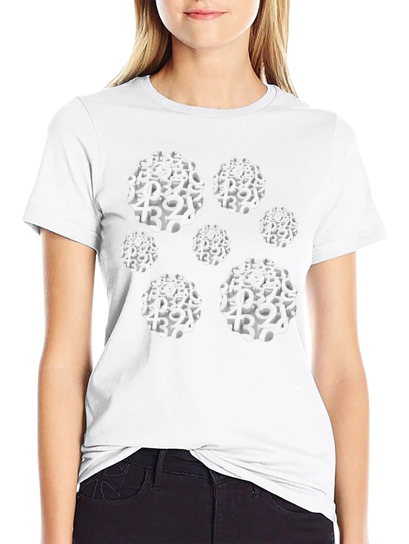 Camiseta Negra Hombre Diseño Abstracto Números