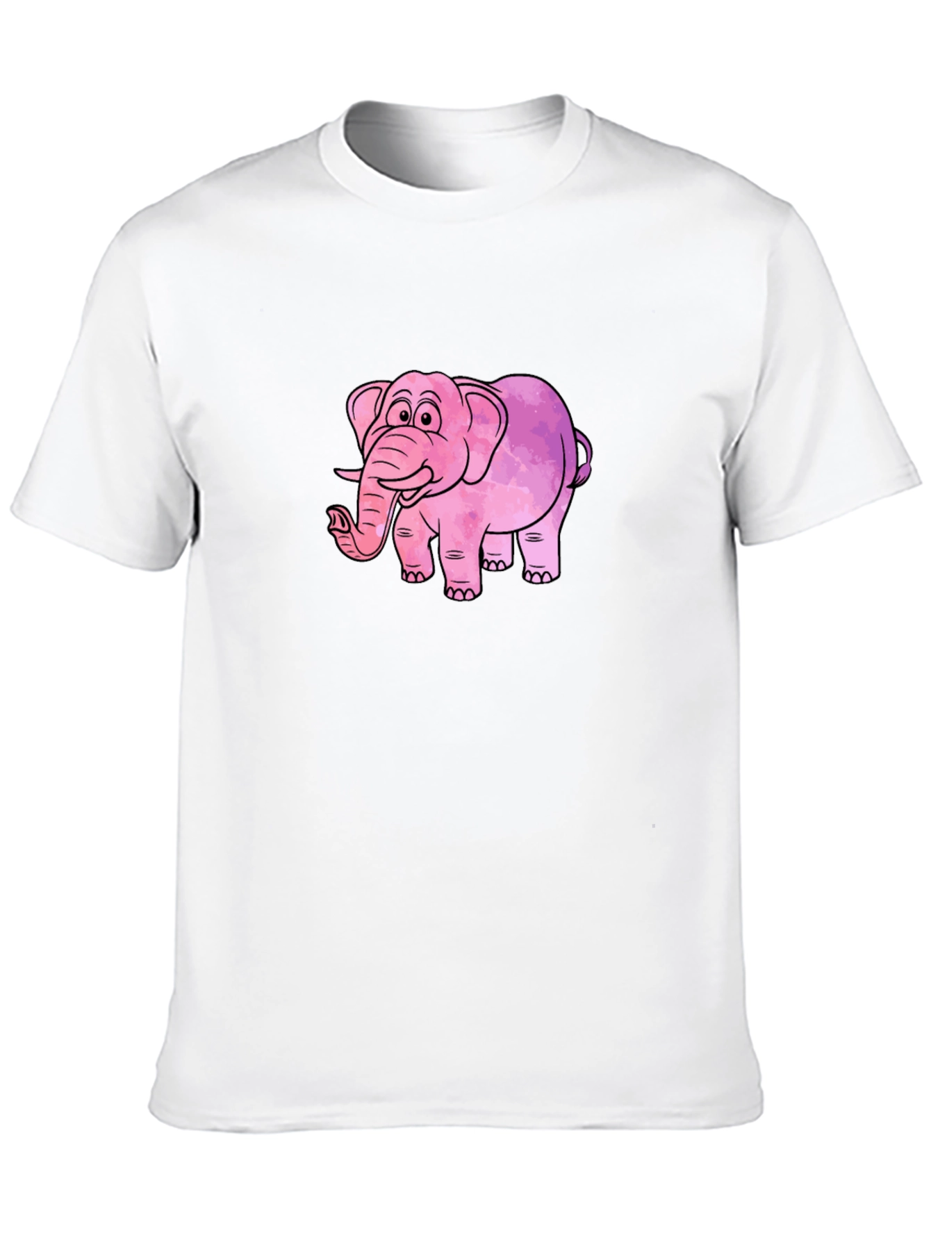 Camiseta Negra con Diseño de Elefante Rosa Acuarela
