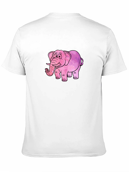Camiseta Negra con Diseño de Elefante Rosa Acuarela