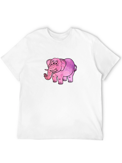Camiseta Negra con Diseño de Elefante Rosa Acuarela
