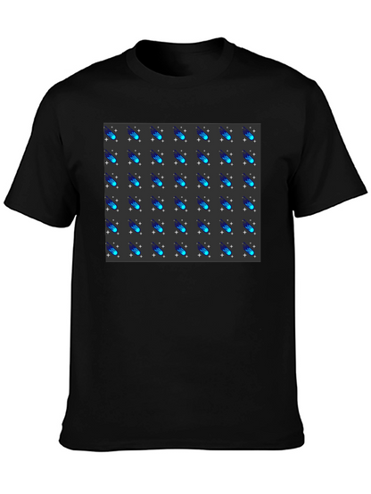Camiseta Negra con Diseño de Meteoritos Estilizados