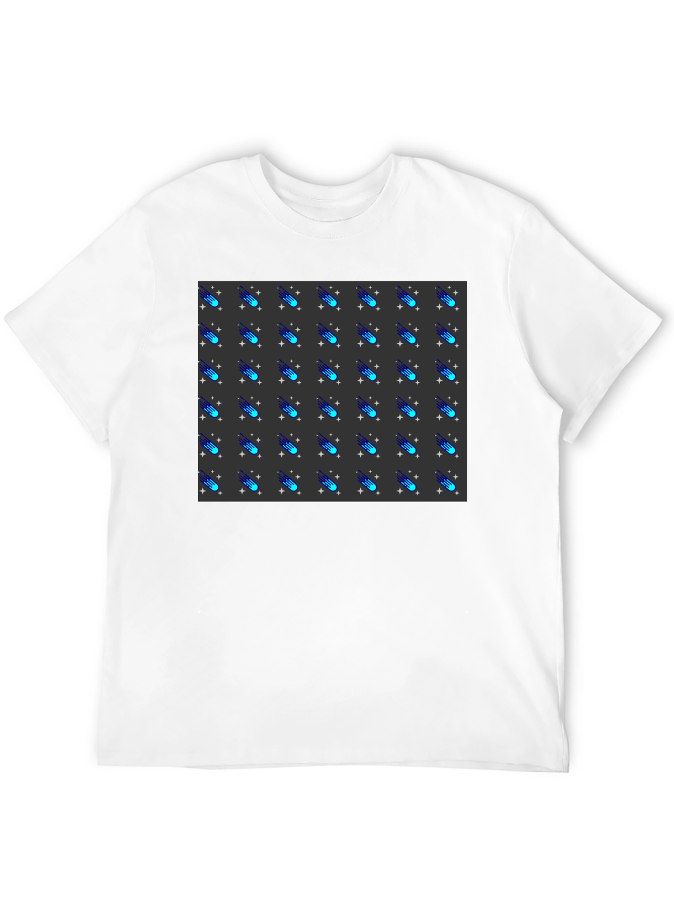 Camiseta Negra con Diseño de Meteoritos Estilizados