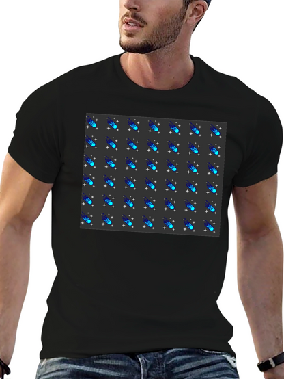 Camiseta Negra con Diseño de Meteoritos Estilizados