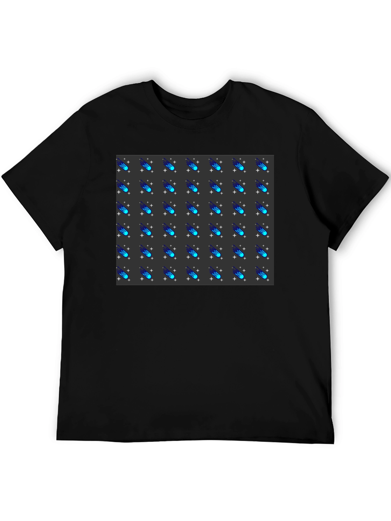 Camiseta Negra con Diseño de Meteoritos Estilizados