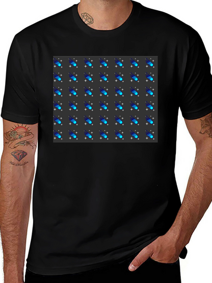 Camiseta Negra con Diseño de Meteoritos Estilizados