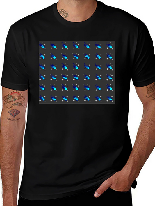 Camiseta Negra con Diseño de Meteoritos Estilizados