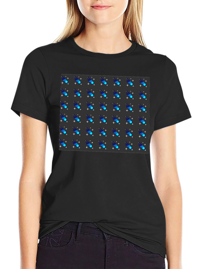 Camiseta Negra con Diseño de Meteoritos Estilizados