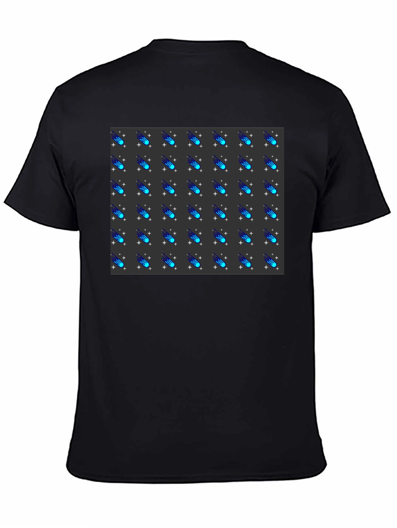 Camiseta Negra con Diseño de Meteoritos Estilizados