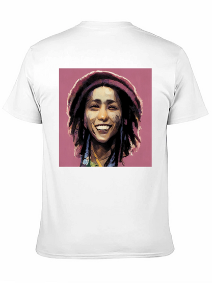 Camiseta Negra con Diseño Artístico de Rasta
