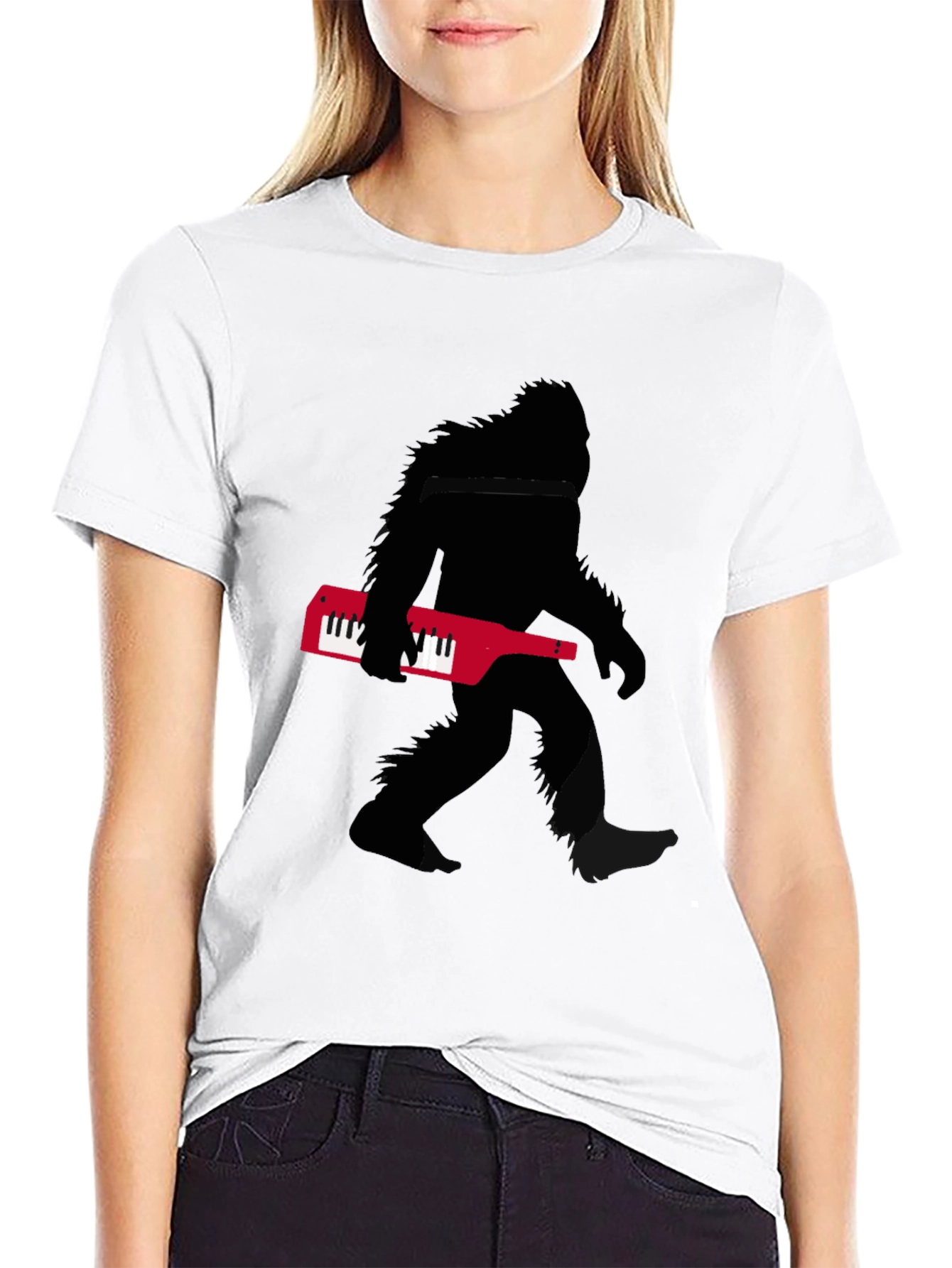 Camiseta Negra Sasquatch Teclado Músico